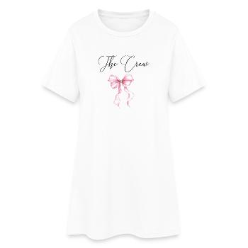 The Crews! Pink ribbon - Women’s T-Shirt Dress - white - Front