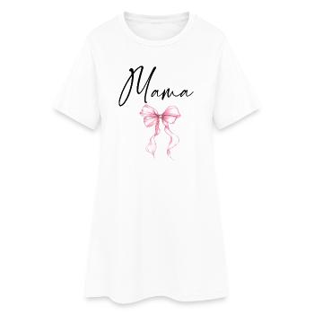 Mama Design mit Rosa Schleife – Süßes Mama Motiv - Frauen T-Shirt-Kleid - Weiß - Vorne