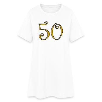50. 50 ANS. 50e ANNIVERSAIRE. ANNIVERSAIRE 50 ANS. - Robe T-shirt Femme - blanc - Devant