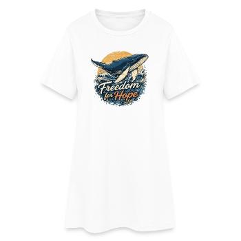 Liberté pour l’espoir : Baleine et Vague - Robe T-shirt Femme - blanc - Devant
