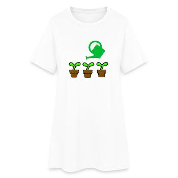 Garten - Frauen T-Shirt-Kleid - Weiß - Vorne