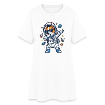 Dabbing Corgi Astronaut Funny Space Dog - Women’s T-Shirt Dress - white - Front