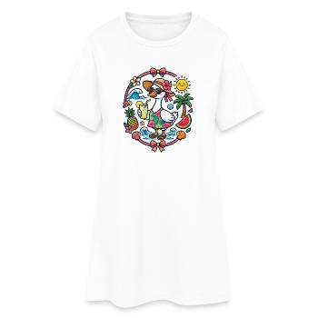 Goose on the Beach - Ambiances tropicales d’été - Robe T-shirt Femme - blanc - Devant