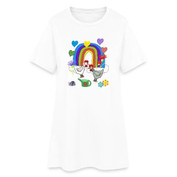 Fleurs arc-en-ciel fantastiques pour enfants poules - Robe T-shirt Femme - blanc - Devant