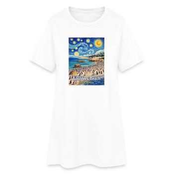 Boulders Beach, South Africa Starry Night - Women’s T-Shirt Dress - white - Front