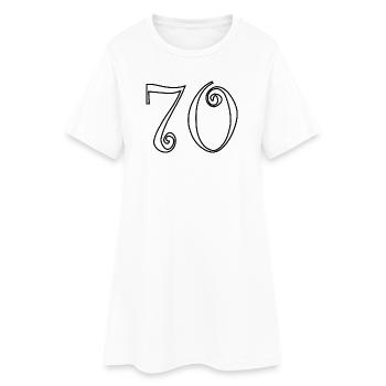 70. 70 JAHRE. 70-JÄHRIGES JUBILÄUM. 70-JÄHRIGES JUBILÄUM. - Frauen T-Shirt-Kleid - Weiß - Vorne