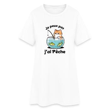 Chat pêcheur dans l'aquarium - Robe T-shirt Femme - blanc - Devant