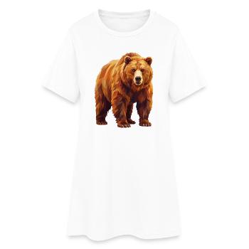 Geometrische Grizzlybär-Low-Poly-Kunst - Frauen T-Shirt-Kleid - Weiß - Vorne