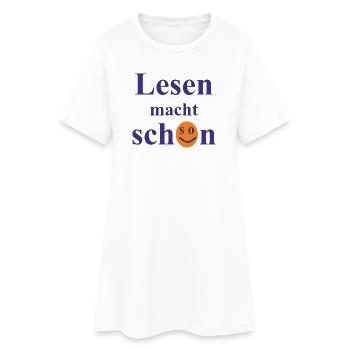 Lesen macht (so) schön. - Frauen T-Shirt-Kleid - Weiß - Vorne
