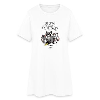 Restez vulgaires. Raton laveur drôle - Robe T-shirt Femme - blanc - Devant