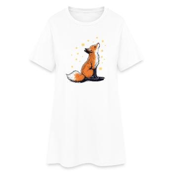 Fuchs und Sterne - Frauen T-Shirt-Kleid - Weiß - Vorne