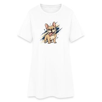 Franz Bulldog Fun - Robe T-shirt Femme - blanc - Devant