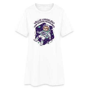 Astronaut Faultier Deadline Weltraum Design - Frauen T-Shirt-Kleid - Weiß - Vorne