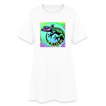 Gecko - Frauen T-Shirt-Kleid - Weiß - Vorne
