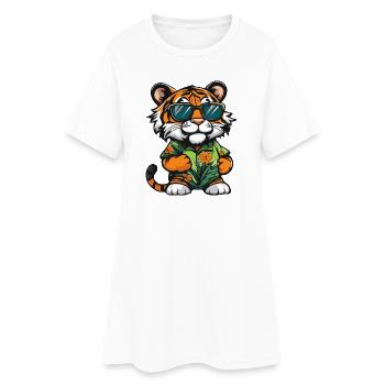 Vacances de Tiger Comic - Robe T-shirt Femme - blanc - Devant