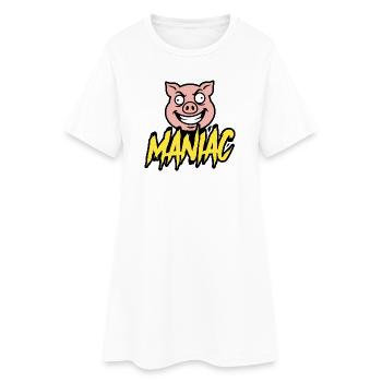 Maniac Crazy Pig Design de mascotte drôle - Robe T-shirt Femme - blanc - Devant