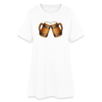 Prost! Zwei Bierkrüge Stoßen - Frauen T-Shirt-Kleid - Weiß - Vorne