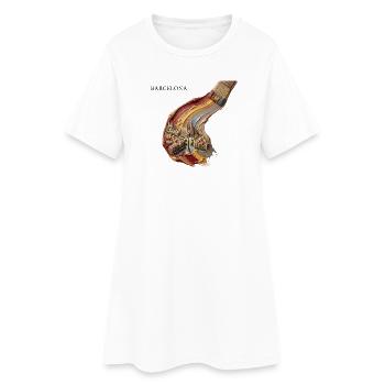 Barcelona im Farbwirbel - Frauen T-Shirt-Kleid - Weiß - Vorne