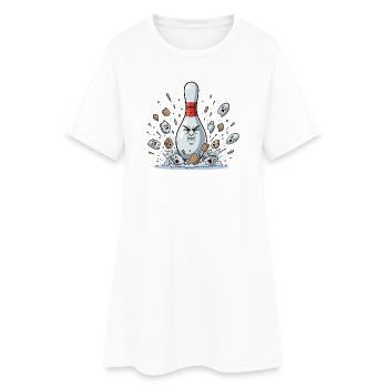 Exploding Bowling Pin Cartoon - Women’s T-Shirt Dress - white - Front