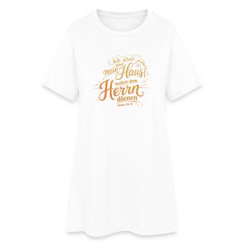Bibelvers Lettering Design: Ich aber und mein Haus - Frauen T-Shirt-Kleid - Weiß - Vorne