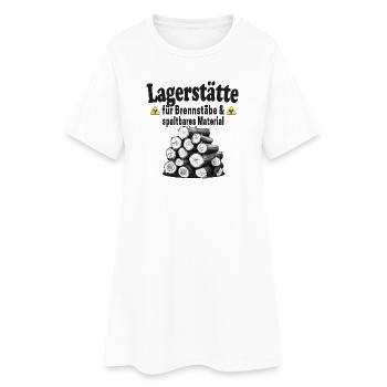 Lagerstätte Brennstäbe lustiger Holz Spruch - Frauen T-Shirt-Kleid - Weiß - Vorne