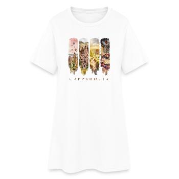 Cappadocia Design – Türkei Heißluftballon Motiv - Frauen T-Shirt-Kleid - Weiß - Vorne