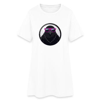 Krähen-Chic-Rosenbrillen - Frauen T-Shirt-Kleid - Weiß - Vorne