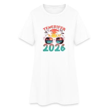 Teneriffa 2026 - Frauen T-Shirt-Kleid - Weiß - Vorne