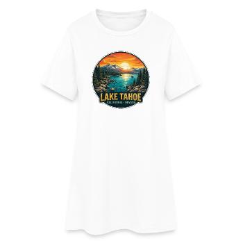 Lake Tahoe Kabine Dekor Sonnenuntergang Bergreise - Frauen T-Shirt-Kleid - Weiß - Vorne