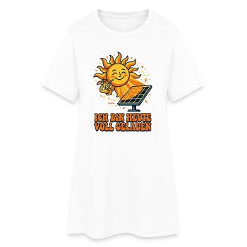 Solar Energie, Balkonkraftwerk Lustig - Frauen T-Shirt-Kleid - Weiß - Vorne