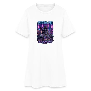 Kinda Fit Sorta Fat Bär Gewichtheben - Frauen T-Shirt-Kleid - Weiß - Vorne
