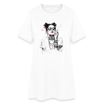 Girl Noir Queen mit roten Lippen - Frauen T-Shirt-Kleid - Weiß - Vorne