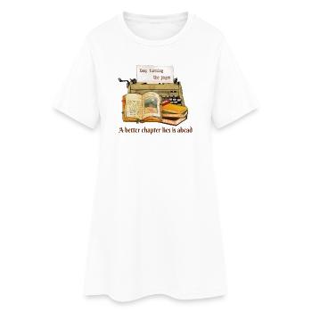 Continuez à tourner les pages - Robe T-shirt Femme - blanc - Devant