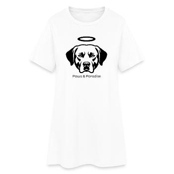 Labrador Engel Portrait – Paws & Paradise - Frauen T-Shirt-Kleid - Weiß - Vorne