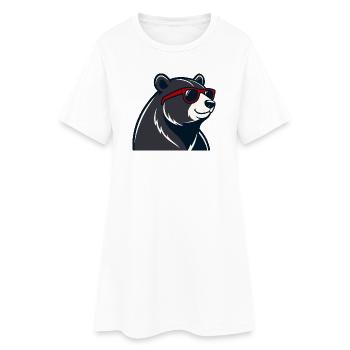 Ours Lunettes Rouges Cartoon - Robe T-shirt Femme - blanc - Devant
