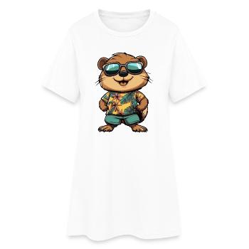 Beaver Comic Holiday - Robe T-shirt Femme - blanc - Devant
