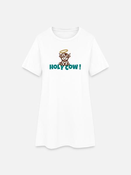 Holy Cow Halo Cartoon - Women’s T-Shirt Dress - white