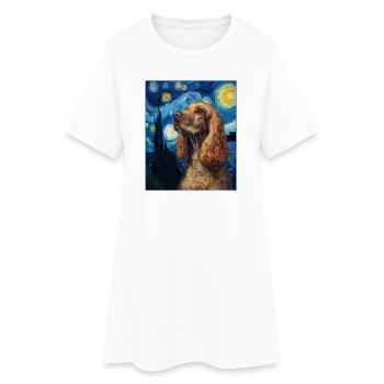 Chien Cocker Spaniel - Robe T-shirt Femme - blanc - Devant