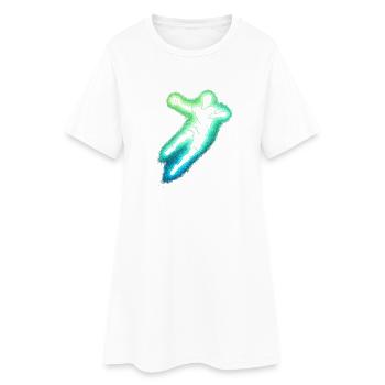 Silhouette de saut néon de handball - Robe T-shirt Femme - blanc - Devant