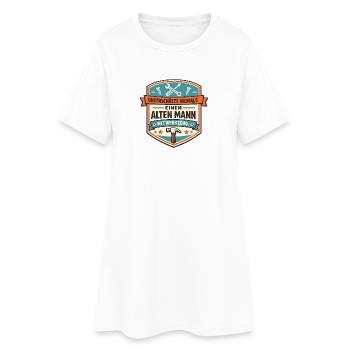 Unterschätze niemals alten Mann - Handwerk - Frauen T-Shirt-Kleid - Weiß - Vorne