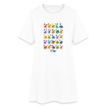 Dino Alphabet: Colorful World of Letters - Women’s T-Shirt Dress - white - Front