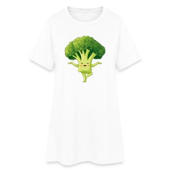 Kawaii Broccoli Yoga Charm - Women’s T-Shirt Dress - white - Front