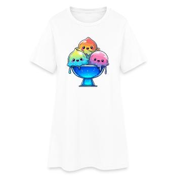Trio de glaces arc-en-ciel dans le bol - Robe T-shirt Femme - blanc - Devant