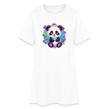 Panda Coeur Arc-en-Ciel - Robe T-shirt Femme - blanc - Devant