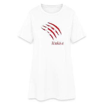 Türkei Krallenspuren Motiv - Frauen T-Shirt-Kleid - Weiß - Vorne