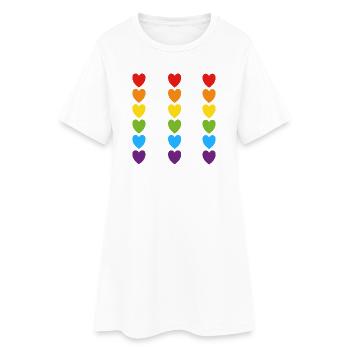 Stolz Regenbogenherzen - Frauen T-Shirt-Kleid - Weiß - Vorne