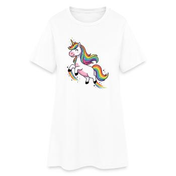 Parade de la Licorne Arc-en-ciel - Robe T-shirt Femme - blanc - Devant