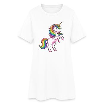 Parade de la Licorne Arc-en-ciel - Robe T-shirt Femme - blanc - Devant