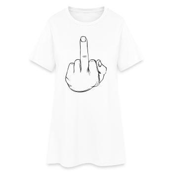 Mittelfinger Statement - Frauen T-Shirt-Kleid - Weiß - Vorne