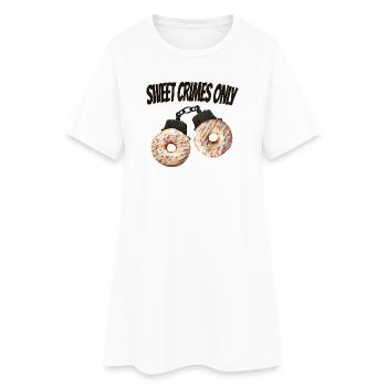Süße Verbrechen Nur lustiges Donut-Hemd - Frauen T-Shirt-Kleid - Weiß - Vorne